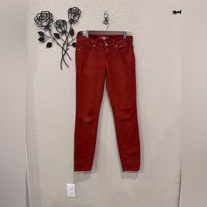 Lucky Brand Chino Pants Womens 2/26 Red Orange Charlie Skinny Jeans